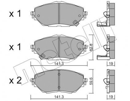 Колодки гальмівні (передние) Toyota C-HR/Corolla 16- Metelli 22-1088-0 (фото 1)