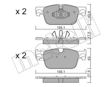 Колодки гальмівні (передние) Volvo S60 III/S90 II/ V60 II/ XC60 II 16- Metelli 22-1119-0 (фото 1)