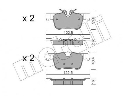 Колодки гальмівні (задние) Volvo S60 III/S90 II/ V60 II/ XC60 II 16- Metelli 22-1121-0 (фото 1)