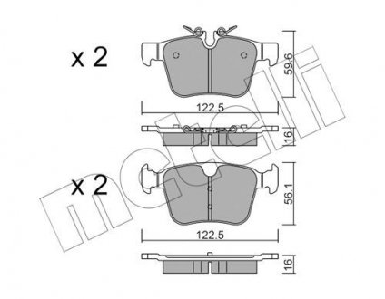 Колодки гальмівні (задні) Land Rover Range Rover / Discovery Sport/Volvo S60/S90/V60/V90 15- Metelli 22-1122-0 (фото 1)