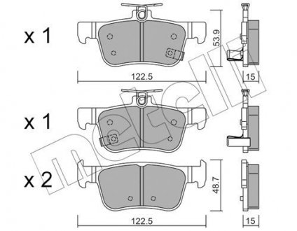 Колодки гальмівні (задние) Honda Civic X 1.0-2.0 16- Metelli 22-1131-0 (фото 1)