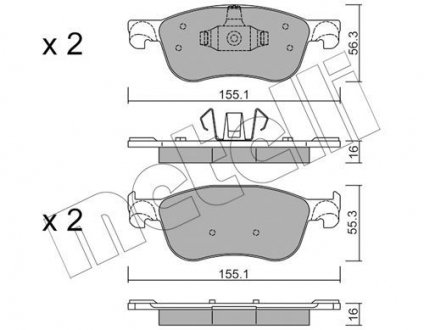 Колодки гальмівні (передние) Ford Fiesta VII 1.0-1.5 17- Metelli 22-1142-0 (фото 1)