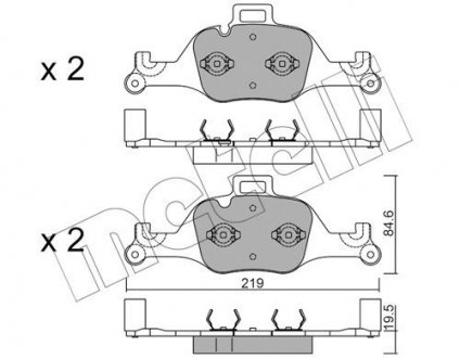 Колодки гальмівні (передні) BMW 3 (G20-21/G80-81)/X3-X6 18-/5 (G30/G31/F90)/6 (G32)/7 (G11/G12) 15- Metelli 22-1145-0 (фото 1)