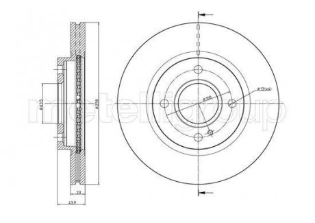 Диск гальмівний (передній) Ford Fiesta 08-/KA+ 16- (258x23) Metelli 23-0975C (фото 1)