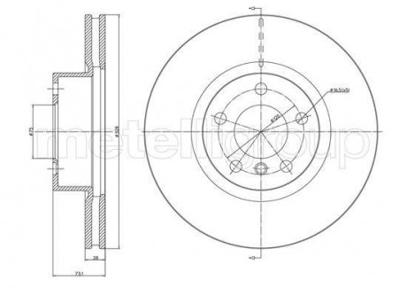 Диск гальмівний (передній) BMW X3 (F25)/X4 (F26) 10- (328x28) Metelli 23-1260C (фото 1)