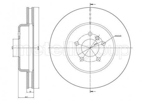 Диск гальмівний (передній) BMW 5 (F10/F11)/6 (F12/F13)/7 (F01-04) 11- (348x30) (з покр.) (вентил.) Metelli 23-1268C (фото 1)