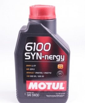 Олива 5W30 Syn-nergy 6100 (1L) (MB 229.5/Renault RN0710/RN0700/VW 502 00/505 00) (107970) MOTUL 838311 (фото 1)