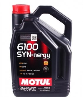 Олива 5W30 Syn-nergy 6100 (5L) (MB 229.5/Renault RN0710/RN0700/VW 502 00/505 00) (107972) MOTUL 838351 (фото 1)