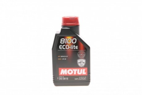 Олива 0W16 8100 Eco-lite SAE (1л) (API SP-RC/API SP/ILSAC GF-6b)(110376) MOTUL 841011 (фото 1)