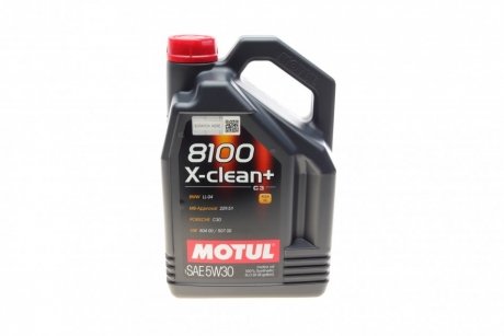 Олива 5W30 X-clean+ 8100 (5L) (LL-04/VW 504 00/507 00/MB 229.51/Porsche C30) (106377/102269) MOTUL 854751 (фото 1)