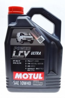 Олива 10W40 Power LCV Ultra (5L) (106156) (VW 502 00/505 00/MB 229.3/RN0710/RN0700/PSA B71 2300) MOTUL 874151 (фото 1)