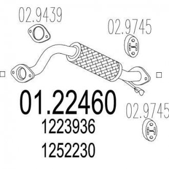 Проміжна труба вихл. системи MTS 01.22460 (фото 1)