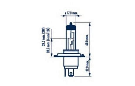 Лампа розжарювання H4 12V 60/55W P43t STANDARD blister 1шт (вир-во) NARVA 48881B1 (фото 1)