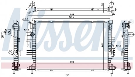 Радиатор охолодження FORD C-MAX / FOCUS III (10-) (вир-во) NISSENS 606215 (фото 1)