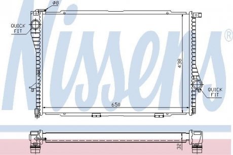 Радіатор охолодження BMW 5 E39 (95-)/ 7 E38 (94-) (вир-во) NISSENS 60648 (фото 1)