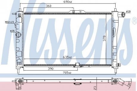 Радіатор охолодження DAEWOO NEXIA (94-) (вир-во) NISSENS 61651A (фото 1)