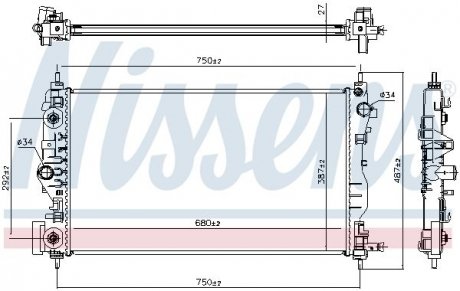 Радіатор охолодження CHEVROLET CRUZE (09-) 2.0 CDI (вир-во) NISSENS 61707 (фото 1)