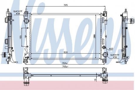 Радіатор охолодження FIAT DOBLO (152, 263) (09-) 1.3 MJTD (вир-во) NISSENS 617854 (фото 1)