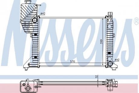 Радиатор охлаждения MERCEDES SPRINTER W 901-905 (95-) (пр-во) NISSENS 62687A (фото 1)