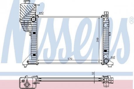 Радіатор охолодження MERCEDES SPRINTER W 901-905 (95-) (вир-во) NISSENS 62687A (фото 1)