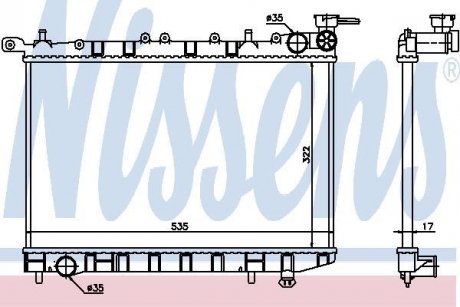 Радиатор охлаждения NISSAN ALMERA (N15) (95-) 1.6 i 16V (пр-во) NISSENS 62974 (фото 1)