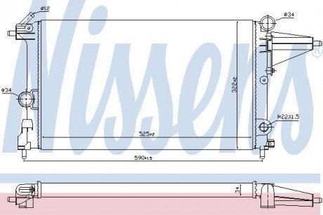 Радіатор охолодження OPEL VECTRA A (88-) 1.4/1.6i (вир-во) NISSENS 632231 (фото 1)