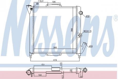 Радіатор охолодження двигуна R5/R9/R11/EXPRESS I 84-91 (вир-во) NISSENS 63867 (фото 1)