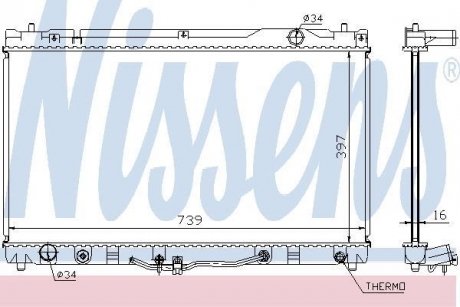 Радіатор охолодження TOYOTA CAMRY (01-) 3.0i AT (вир-во) NISSENS 64633 (фото 1)