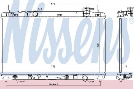 Радіатор охолодження TOYOTA CAMRY (XV4) (07-) 2.4 i (вир-во) NISSENS 646844 (фото 1)