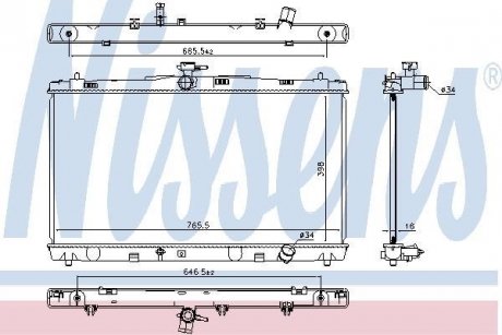 Радиатор охлаждения TOYOTA CAMRY (XV5) (11-) 2.5 i 16V(пр-во) NISSENS 646869 (фото 1)