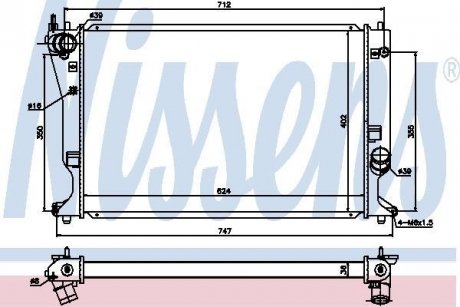 Радиатор охлождения TOYOTA AVENSIS (2003) 2.0 D4D (пр-во) NISSENS 64695 (фото 1)