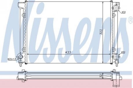 Радіатор охолодження VW PASSAT B3 (88-) 1.6-1.8i (вир-во) NISSENS 651651 (фото 1)