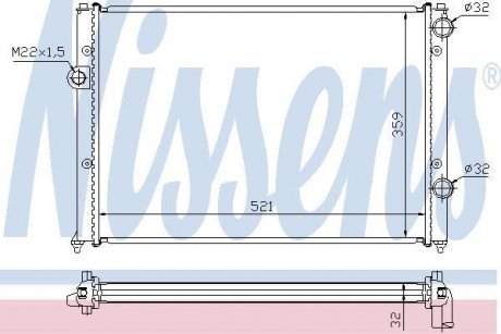 Радиатор охлаждения VW PASSAT B4 (93-) (пр-во) NISSENS 652511 (фото 1)