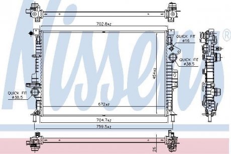 Радиатор охлаждения FORD TOURNEO CONNECT (2014) 1.6 ECOBOOST (пр-во) NISSENS 66864 (фото 1)