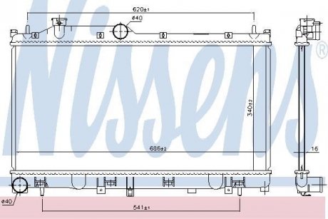 Радіатор охолодження SUBARU FORESTER (SJ) (12-) 2.0 i 16V (вир-во) NISSENS 67744 (фото 1)