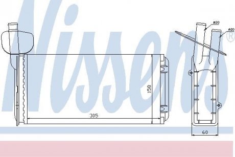 Радиатор печки VW TRANSPORTER T4 (90-)(пр-во) NISSENS 73965 (фото 1)