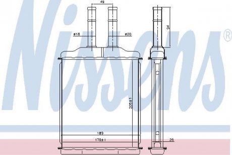 Радіатор обігрівача CHEVROLET Epica (V250), Evanda (V200) (вир-во) NISSENS 76505 (фото 1)