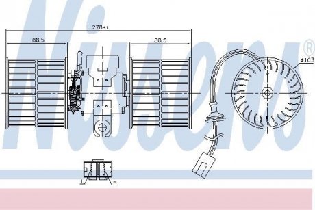 Вентилятор обігрівача SKODA FELICIA (6U) (94-) 1.3 (вир-во) NISSENS 87411 (фото 1)