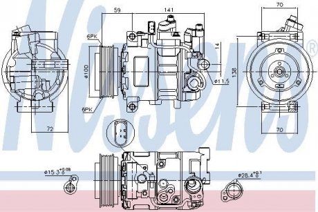 Компресор кондиціонера AUDI A4 00- NISSENS 89052 (фото 1)