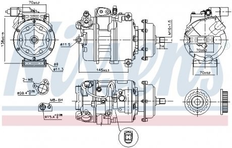 Компрессор кондиционера VW-TRANSPORTER T5 (с муфтой) NISSENS 890637 (фото 1)