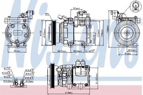 Компрессор кондиционера HYUNDAI MATRIX/KIA SPORTAGE II (KM) NISSENS 89082 (фото 1)