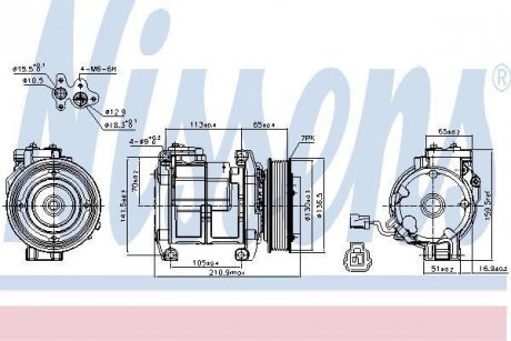 Компресор кондиціонера HONDA ACCORD 2.0-2.4i 04- NISSENS 89084 (фото 1)