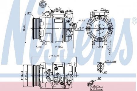 Компресор кондиціонера MERCEDES BENZ E-CLASS W211 05- NISSENS 89090 (фото 1)