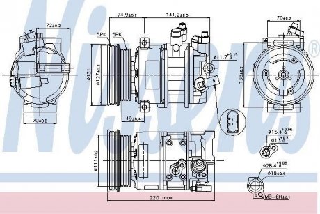 Компресор кондиціонера VOLKSWAGEN JETTA IV NISSENS 89421 (фото 1)