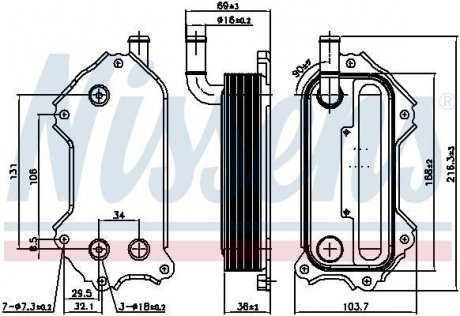 Радиатор масляный LEXUS IS/ TOYOTA AVENSIS, RAV 4 (пр-во) NISSENS 91117 (фото 1)