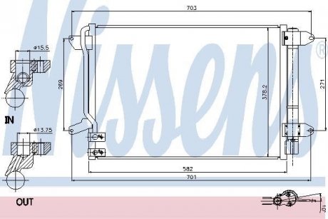 Радіатор кондиціонера VOLKSWAGEN JETTA IV (10-) 2.0 FSi (вир-во) NISSENS 940238 (фото 1)