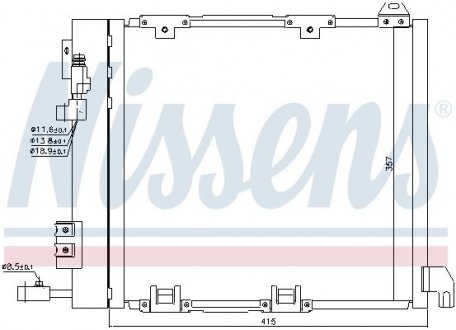 Конденсатор кондиционера OPEL ASTRA G (98-) 1.7-2.2 TD (пр-во) NISSENS 94385 (фото 1)