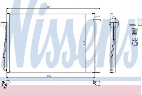 Конденсатор кондиціонера BMW 5 E60-E61 (03-) (вир-во) NISSENS 94679 (фото 1)