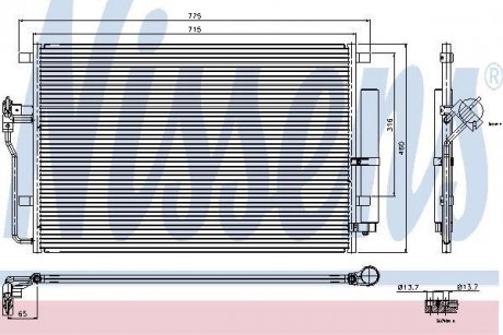 Конденсатор кондиціонера MERCEDES, VW (вир-во) NISSENS 94917 (фото 1)