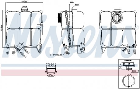 Бачок расширительный с крышкой FORD C-MAX (CB7,CEU) (10-) 2.0 TDCi (Пр-во) NISSENS 996123 (фото 1)